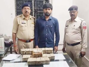 पुलिस की चेकिंग मे पकड़ाया नोटों का जखीरा, 75 लाख की नकदी के साथ युवक गिरफ्तार
