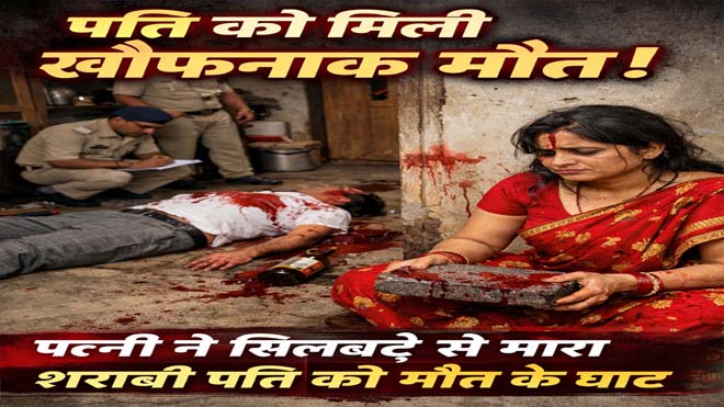 पति को मिली खौफनाक मौत : पत्नी ने अपने ही पति की सिलबट्टे से वार कर की हत्या, शराबी पति की हरकतों से तंग थी पत्नी