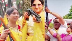 भाई की शादी में भाजपा नेत्री ने की हर्ष फायरिंग, बच्‍चे भी दिखे बंदूक के साथ, कांग्रेस बाेली- कानून व्‍यवस्‍था कमजोर हो रही