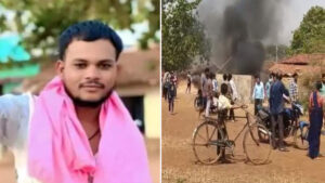 युवक की चाकू गोदकर हत्या : आक्रोशित भीड़ ने आरोपी के घर में की तोड़फोड़, वाहन में लगाई आग, पुलिस बल तैनात