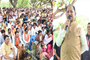 आम की छांव में मुख्यमंत्री की चौपाल : खाट पर बैठे, ग्रामीणों की सुनी बात, मौके पर दिए समाधान