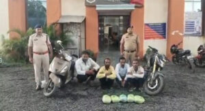 6 अंतरराज्यीय गांजा तस्कर गिरफ्तार, 13.370 किलोग्राम गांजा, तीन दोपहिया वाहन और मोबाइल फोन जब्त