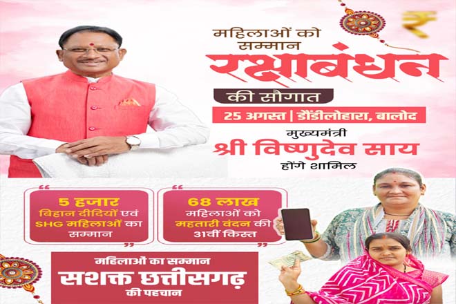 मुख्यमंत्री विष्णुदेव साय आज महतारी वंदन योजना के 31वीं किस्त की राशि करेंगे जारी