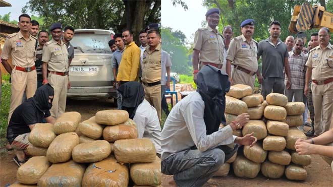यूपी जा रहे तस्करों की घेराबंदी, पुलिस ने गन्ने के खेत में छिपे 2 आरोपियों को पकड़ा, 138 किलो गांजा जब्त