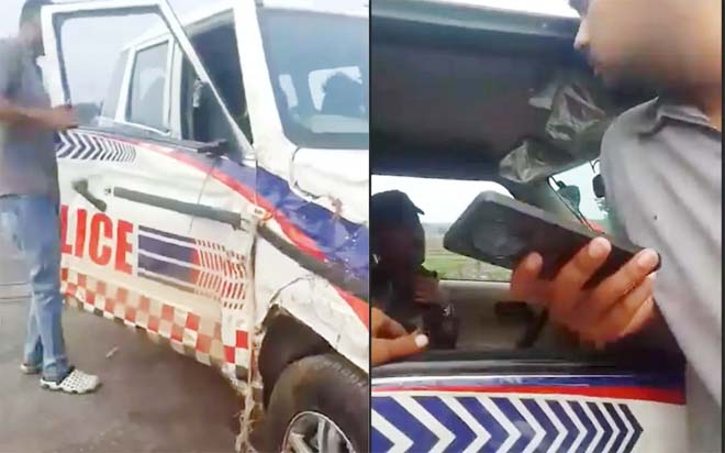 ड्यूटी के दौरान नशे में धुत मिला कांस्टेबल, पुलिस की गाड़ी भी बुरी तरह ठोकी, निलंबित