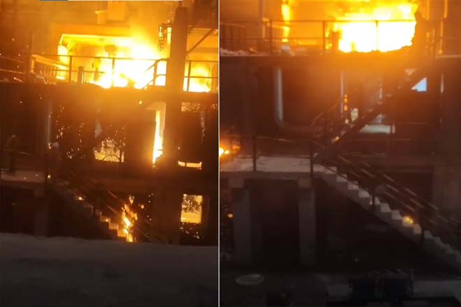 VIDEO देखकर कांप उठेंगे आप : इस्पात प्लांट में बड़ा हादसा! फर्नेस की आग की चपेट में आया कर्मचारी,