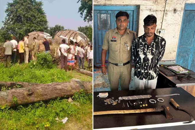 अंधे कत्ल की 48 घंटे मे सुलझी गुत्थी : जादू-टोने के शक में बुजुर्ग दंपति की हत्या, लूट के सामान और हथियार बरामद