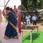 नीली साड़ी और हाथों में AK-47 : शस्त्र पूजा के दौरान राजनांदगांव एसपी अंकिता शर्मा का निराला अंदाज, देखिए VIDEO