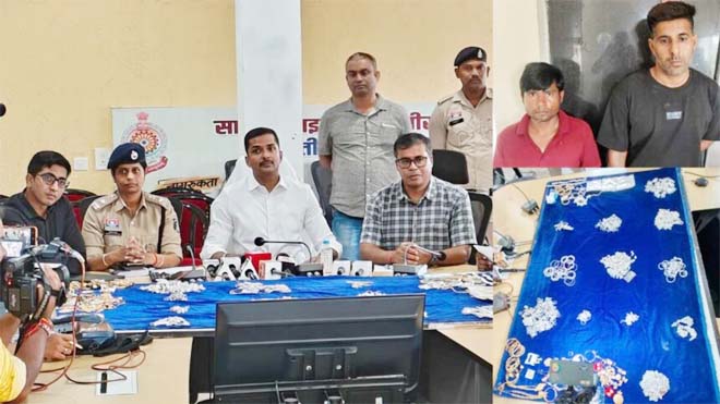 ज्वेलर्स की दीवार में पहले किया आधा छेद, दो रात बाद उड़ाए गहने, 2 आरोपी गिरफ्तार, 14 लाख से ज्यादा का सामान जब्त