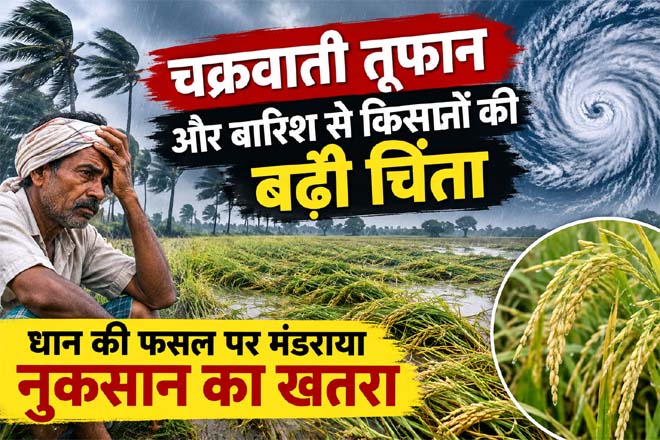 चक्रवाती तूफान और बारिश से किसानों की बढ़ी चिंता, धान की फसल पर मंडराया नुकसान का खतरा