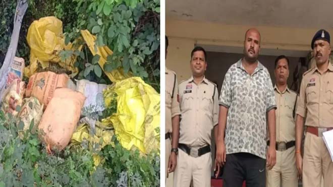 पलटा ट्रक तो खुला राज : पेंडारी घाट पर बिखरा पड़ा मिला सैकड़ों किलो गांजा, 1 आरोपी गिरफ्तार