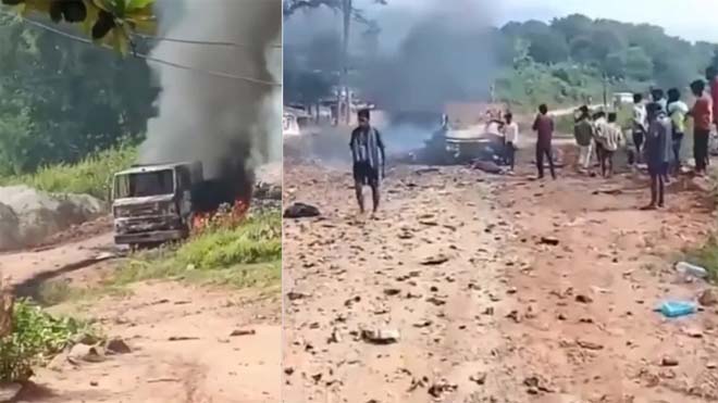 सड़क निर्माण के दौरान विस्फोट, चालक समेत 5 लोगों की मौत, दो वाहन क्षतिग्रस्त