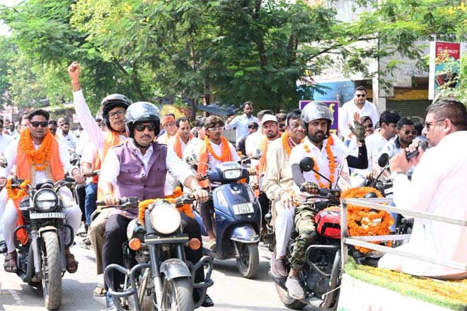 सेवा संकल्प अभियान : वडनगर से वाराणसी की सेवा यात्रा पहुंची जांजगीर, वित्त मंत्री ओ.पी. चौधरी बाइक रैली में हुए शामिल, युवाओं का बढ़ाया उत्साह